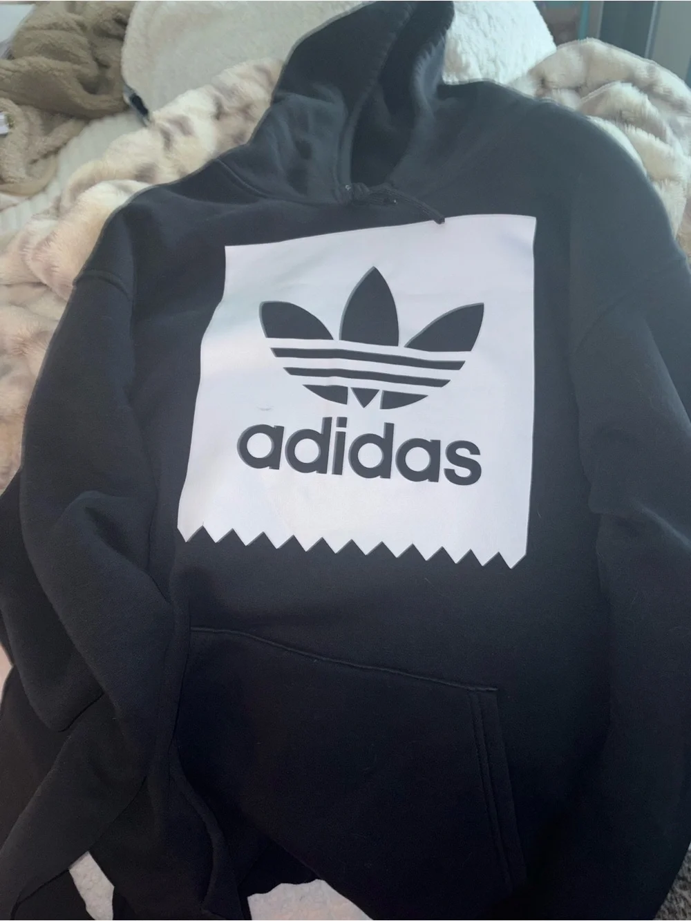 adidas Black Hoodie with White Trefoil Logo